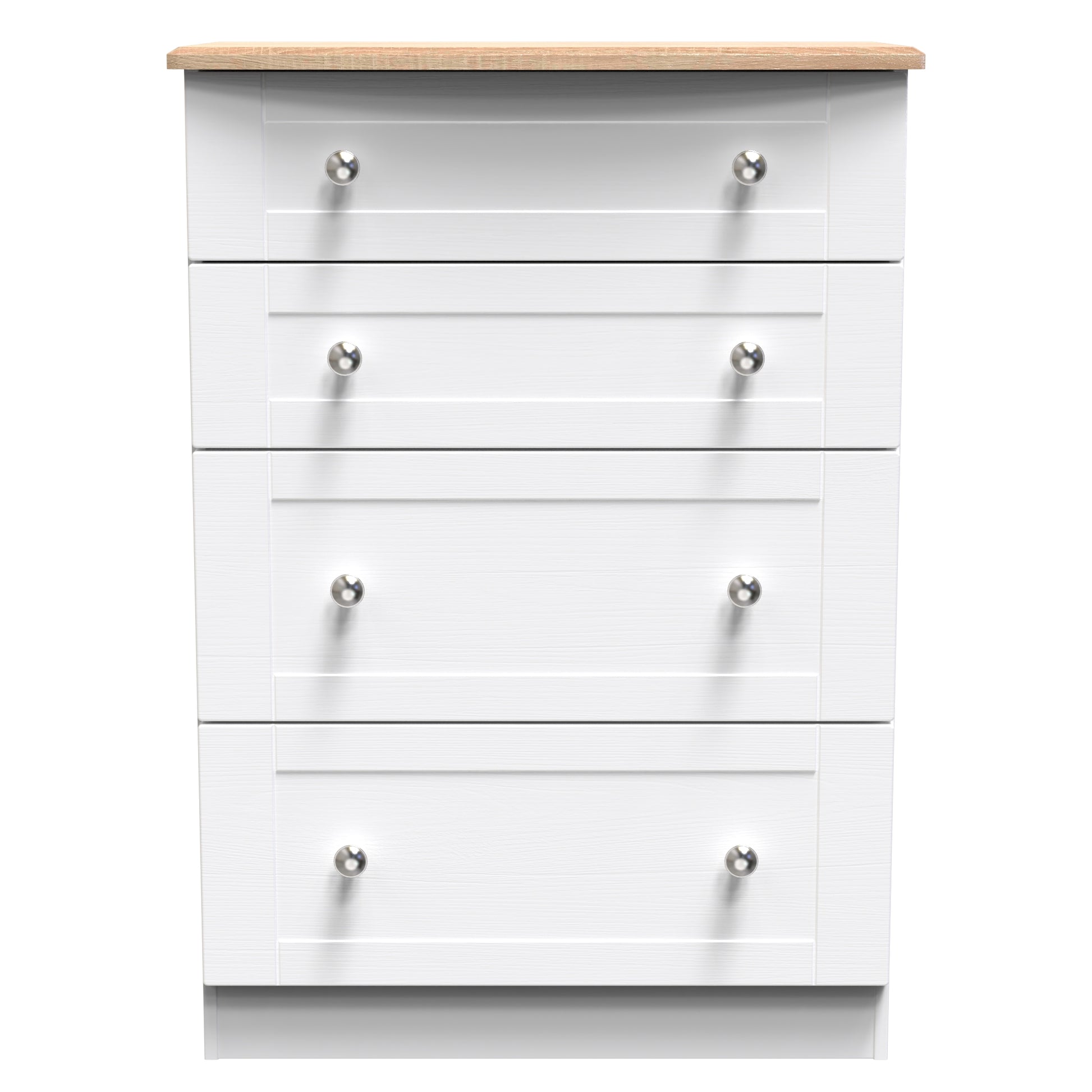 Sussex 4 Drawer Deep Chest in White Ash with Bardolino Oak Top for Sale