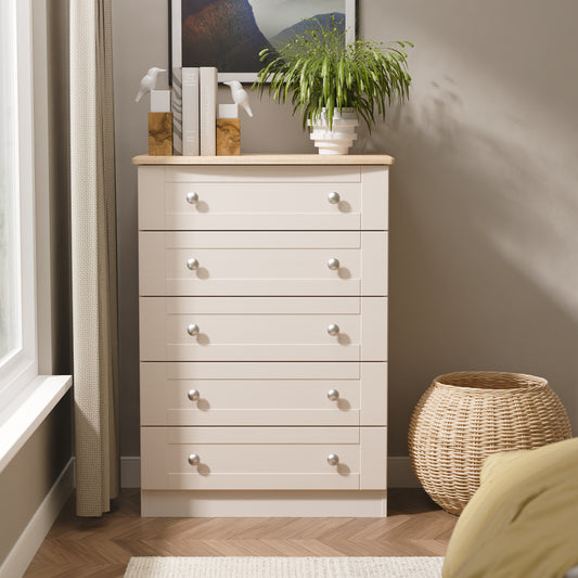 Sussex 5 Drawer Chest in Kashmir Ash & Bardolino Oak