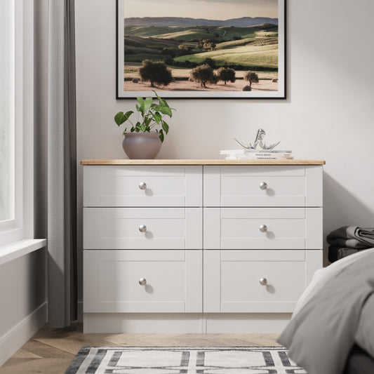 Sussex 6 Drawer Midi Chest in Grey Ash & Bardolino Oak