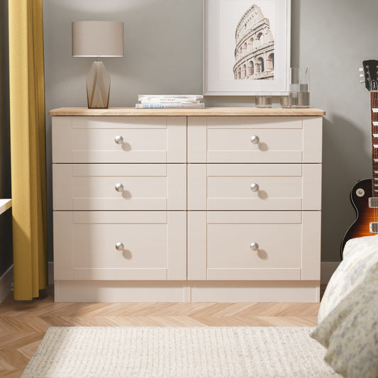 Sussex 6 Drawer Midi Chest in Kashmir Ash & Bardolino Oak