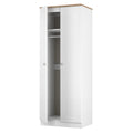 Sussex Tall Plain Wardrobe in White Ash with Bardolino Oak Top for Sale