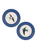 c.1875 Swallows in Round Frames Blue - Blythe Living