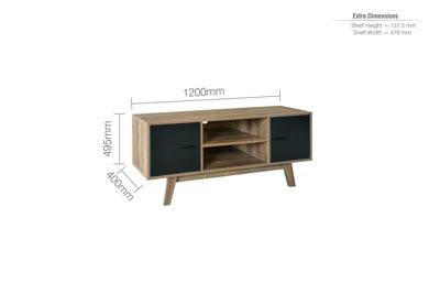 TOP SHARD TV UNIT WALNUT & BLACK