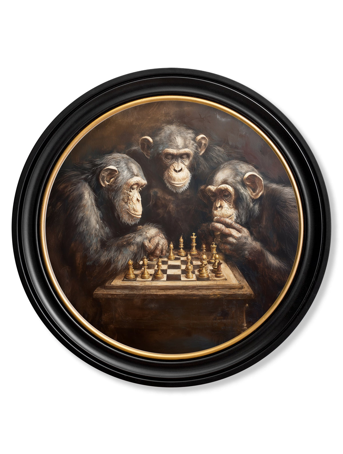The Chess-Playing Chimps - Oxford Round Frame
