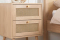 Top Quality Croxley 2 Drawer Rattan Bedside Oak