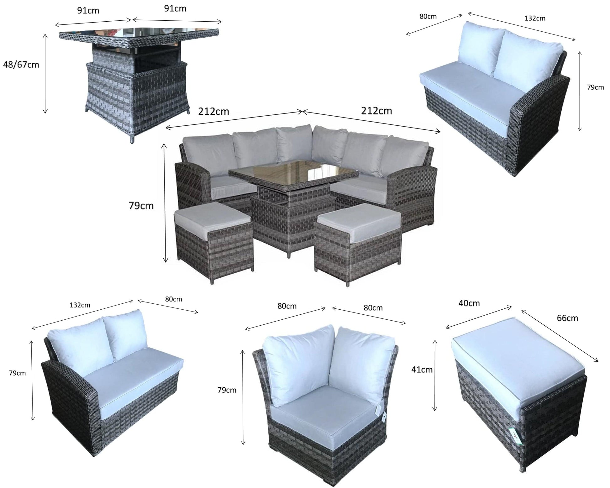 Top Quality Grace Corner Dining Set with Lift Table