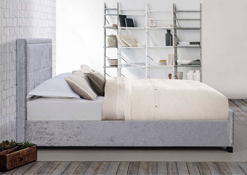 Top Quality Hannover Fabric Bed Steel Crushed Velvet