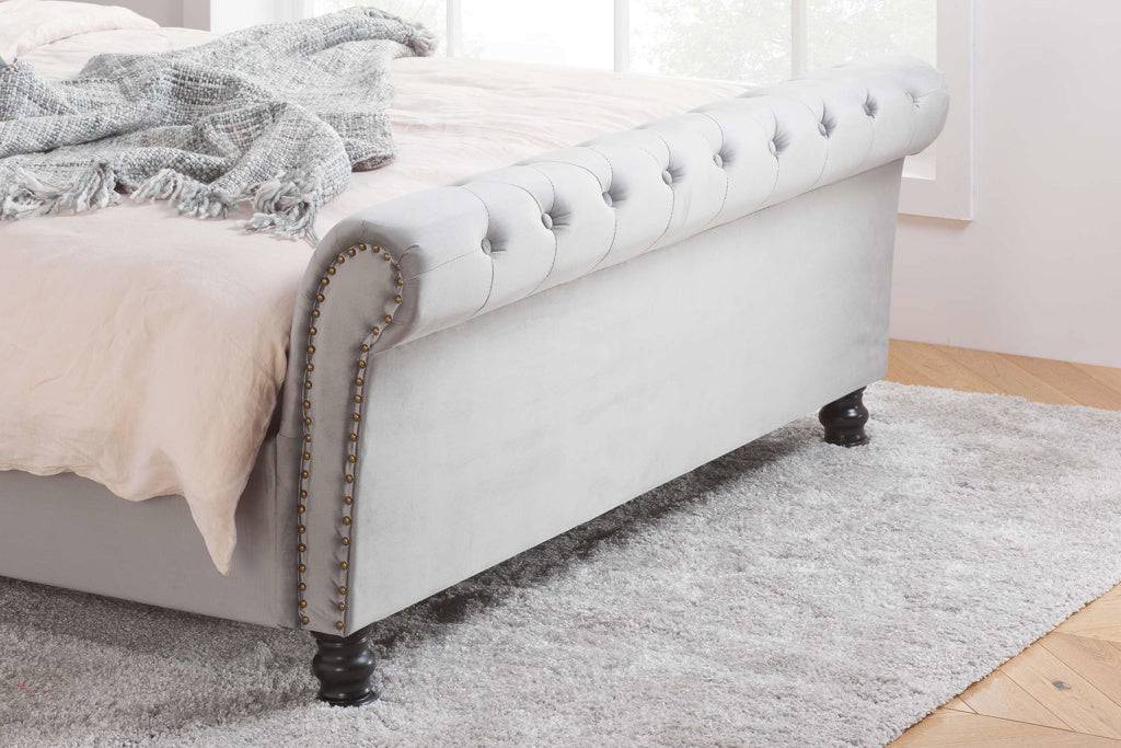 Top Quality Opulence Fabric Bed Grey Velvet