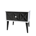 Top Quality Pixel 1 Drawer Bedside Cabinet with Legs in Deep Black & White Matt
