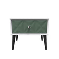 Top Quality Pixel 1 Drawer Bedside Cabinet with Legs in Labrador and White Matt Colour