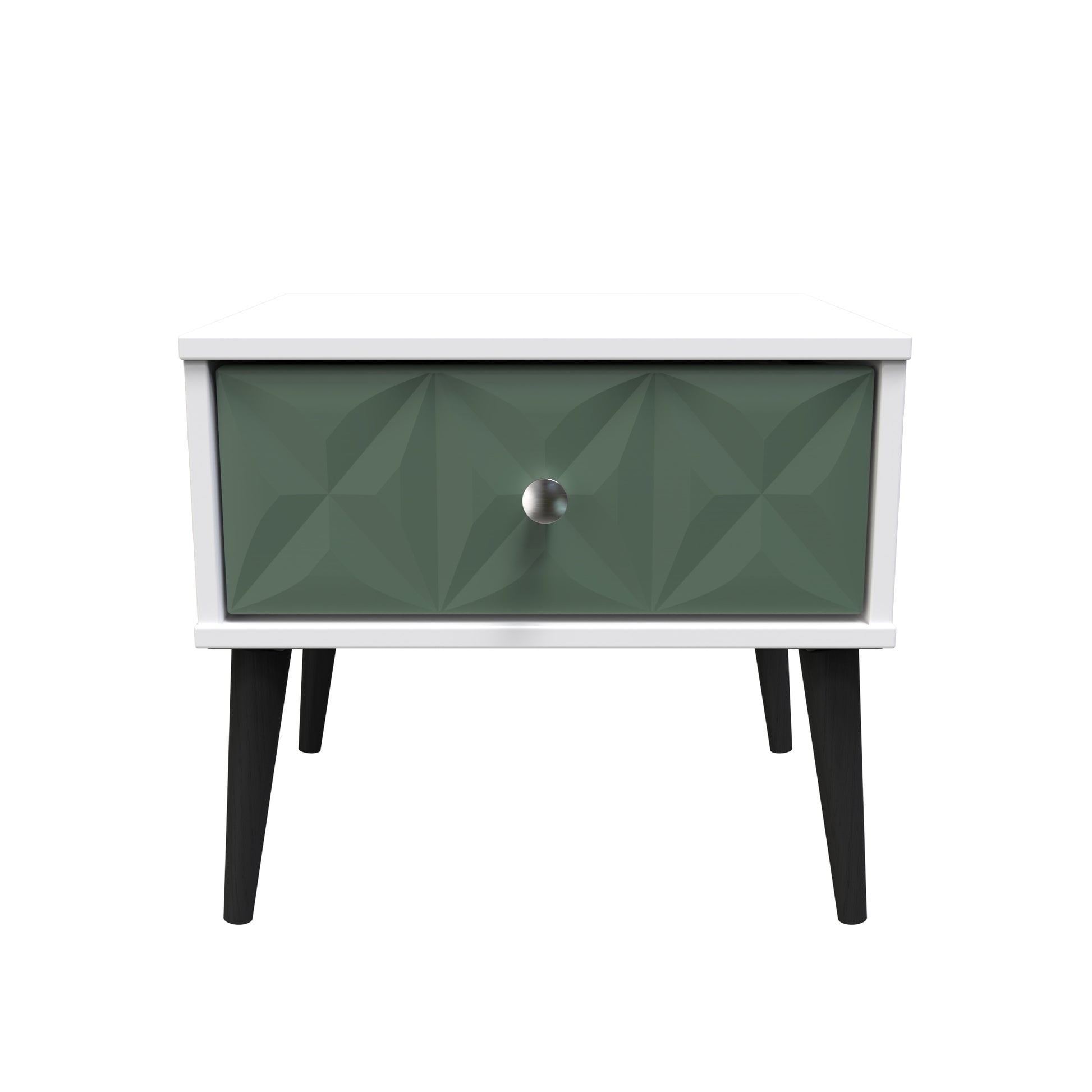 Top Quality Pixel 1 Drawer Bedside Cabinet with Legs in Labrador and White Matt Colour