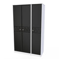 Top Quality Pixel 3 Door Wardrobe in Deep Black & White Matt 