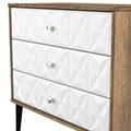 Top Quality Pixel 3 Drawer Chest in White Matt and Vintage Oak 