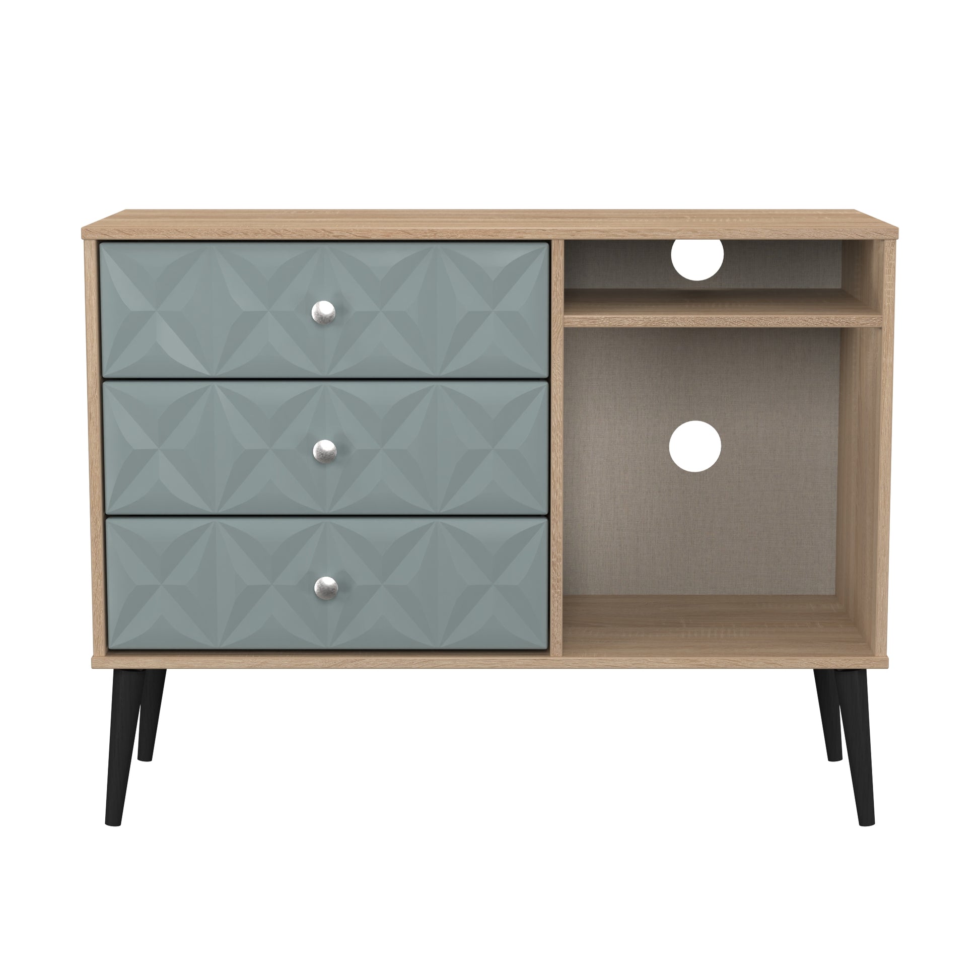 Top Quality Pixel 3 Drawer TV Unit in Duck & Bardolino Oak for Sale 