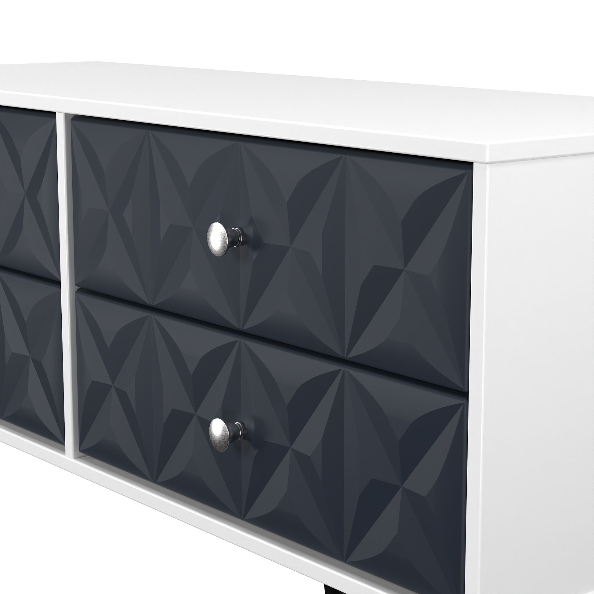 Top Quality Pixel 4 Drawer Bed Box in Indigo Blue and White Matt 