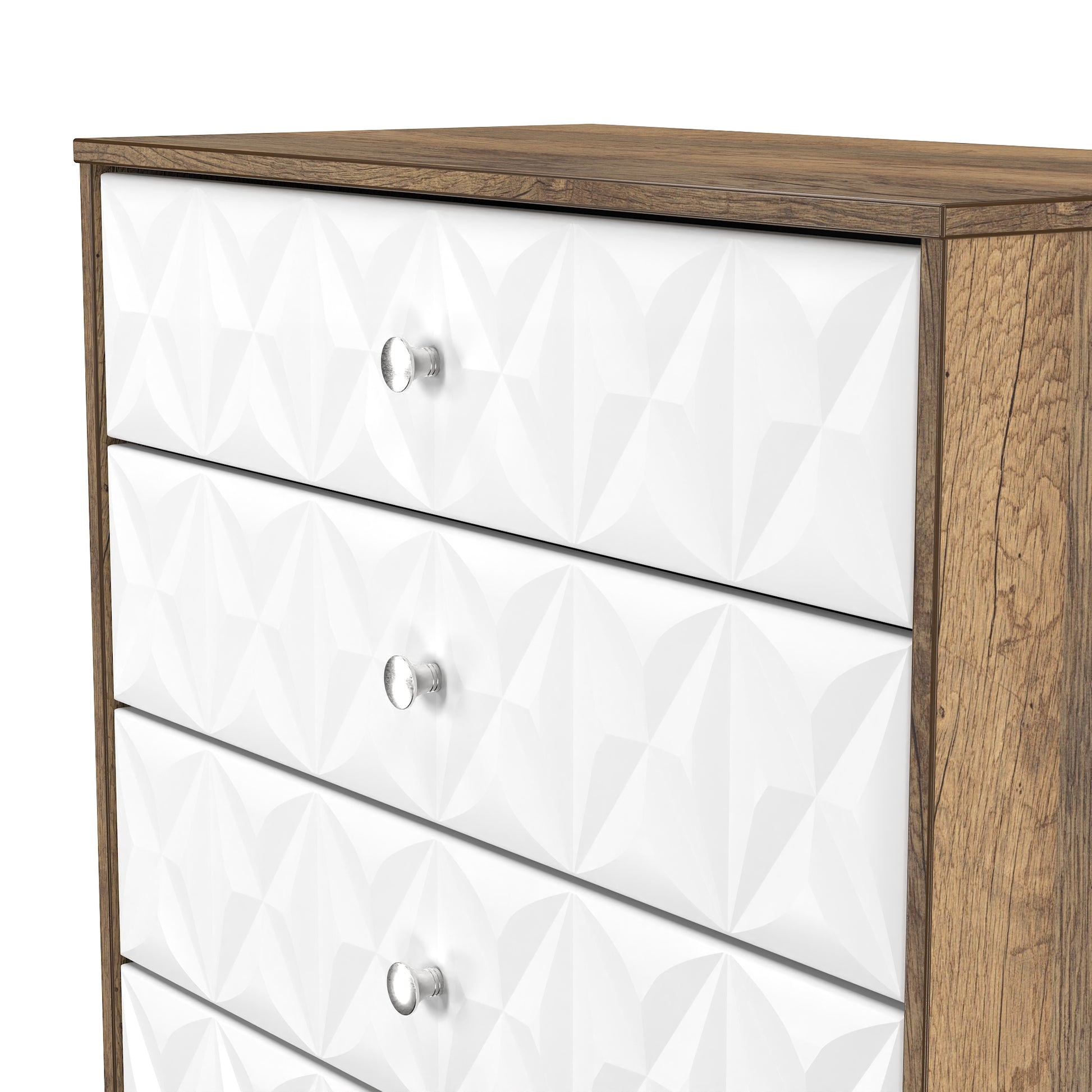 Top Quality Pixel 4 Drawer Chest in White Matt and Vintage Oak for Sale