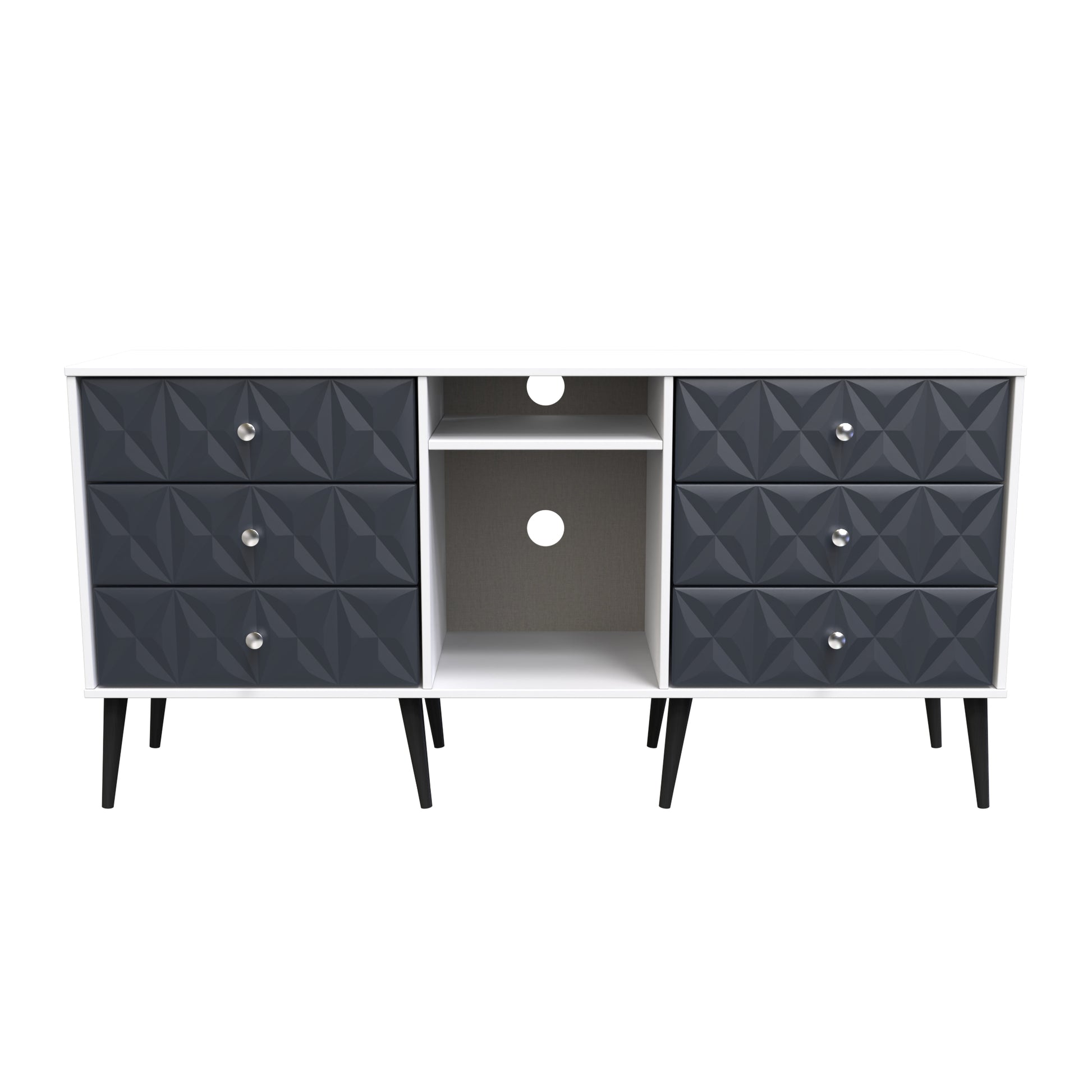 Top Quality Pixel 6 Drawer TV Console Unit in Indigo Blue and White Matt for Sale