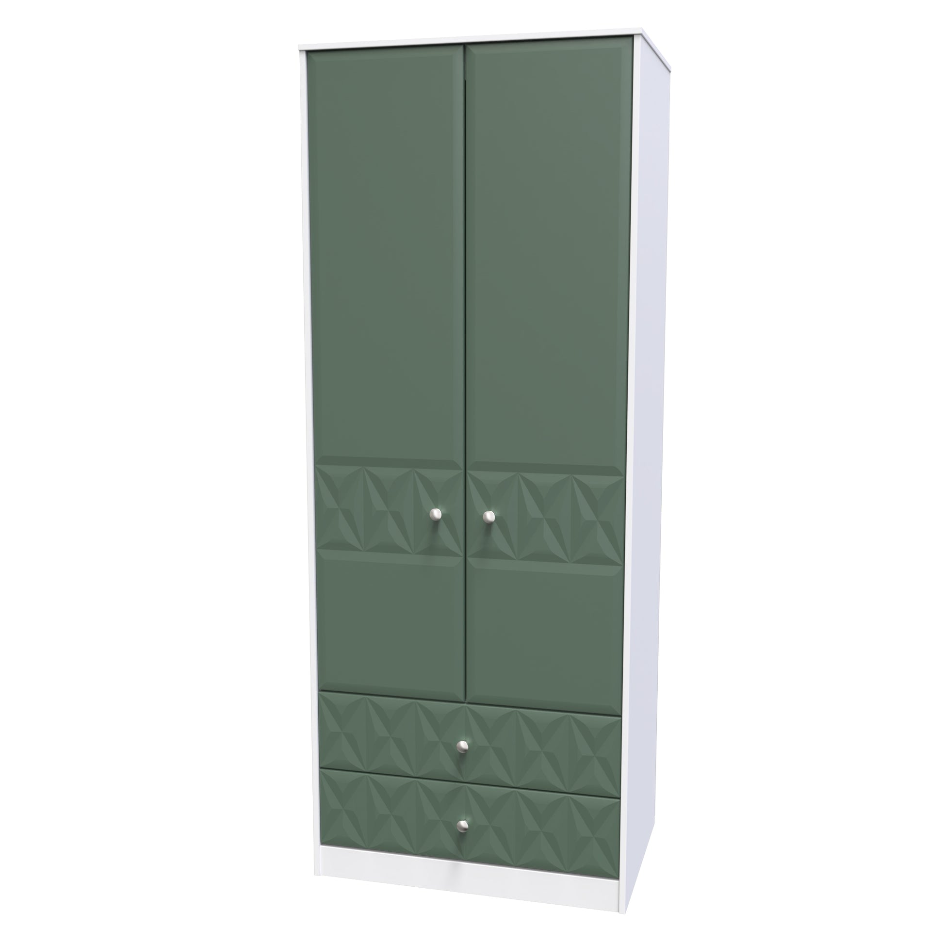 Top Quality Pixel Tall 2 Drawer Wardrobe in Labrador and White Matt 