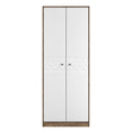 Top Quality Pixel Tall Plain Wardrobe in White Matt and Vintage Oak Colour