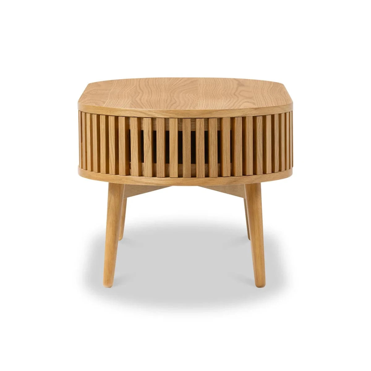 Top Quality Soho Oak Slatted Oval 1 Drawer Coffee Table 