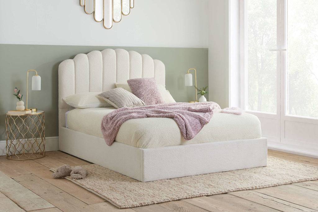 Top Quality Stylish Monaco White Fabric Ottoman Bed for Sale