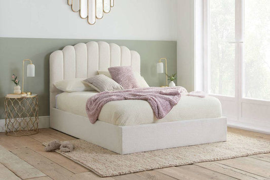 Top Quality Stylish Monaco White Fabric Ottoman Bed for Sale