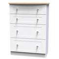  Top Quality Sussex 4 Drawer Deep Chest in White Ash with Bardolino Oak Top