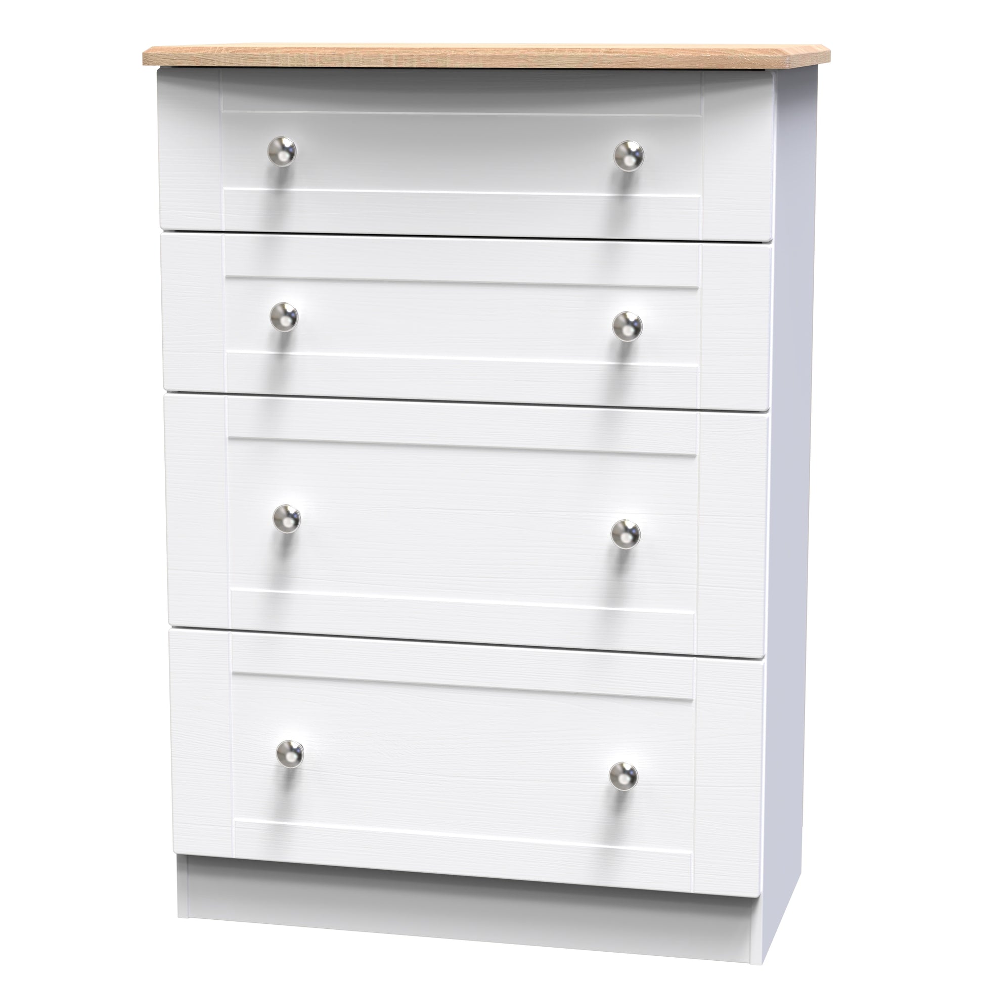  Top Quality Sussex 4 Drawer Deep Chest in White Ash with Bardolino Oak Top