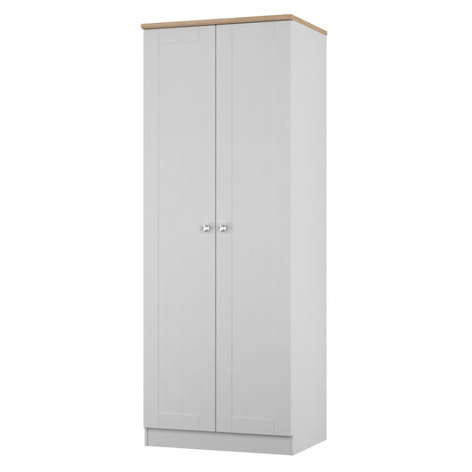 Top Quality Sussex Tall Plain Wardrobe in Grey Ash with Bardolino Oak Top for Sale