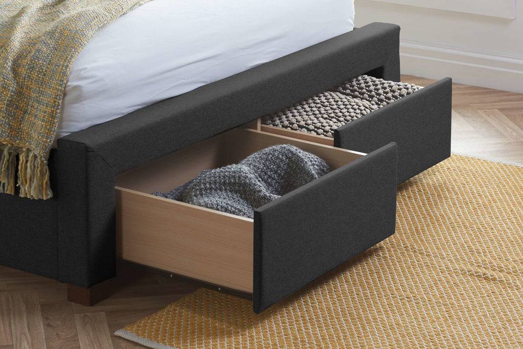 Top Quality Valentino 2 Drawer Bed Charcoal
