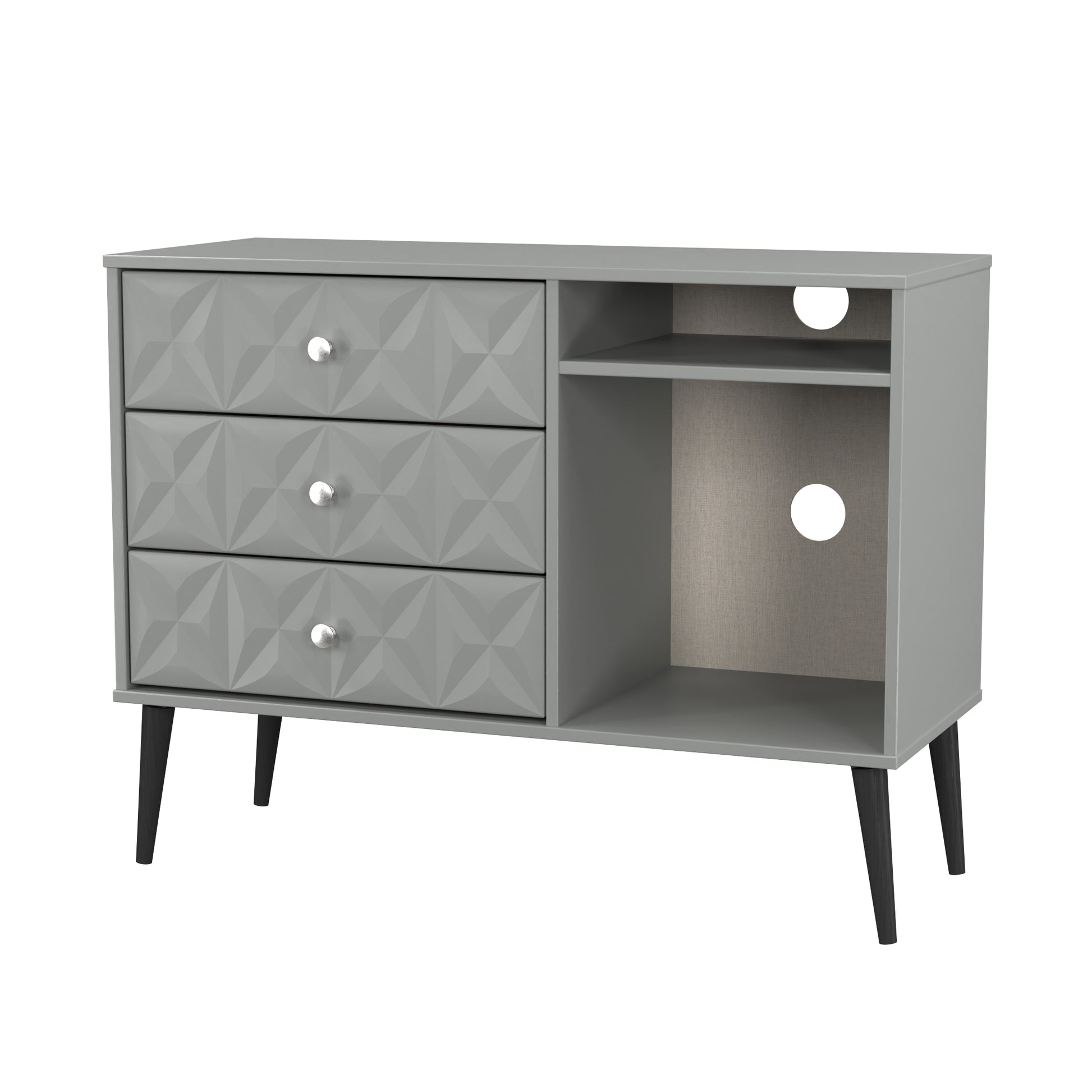 Top quality Pixel 3 Drawer TV Unit in Dusk Grey Colour Online 