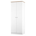 Top Quality Sussex Tall Plain Wardrobe in White Ash with Bardolino Oak Top