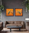 Peacocks In Saffron Garden - Black Hurstwood Square Frame - Blythe Living