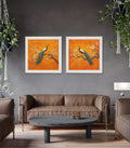 Peacocks In Saffron Garden - Cream Hurstwood Square Frame - Blythe Living