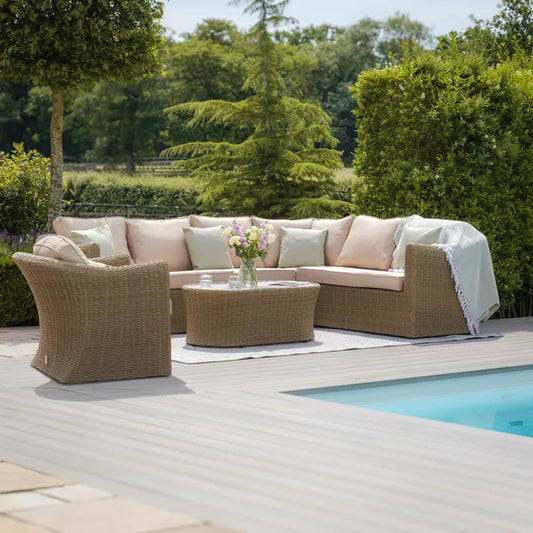 Maze - Winchester Large Rattan Corner Sofa Set
with Armchair - Ceramic Glass - Blythe Living