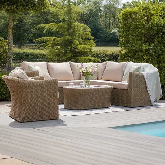 Maze - Winchester Small Rattan Corner Sofa Set
with Armchair - Ceramic Glass - Blythe Living