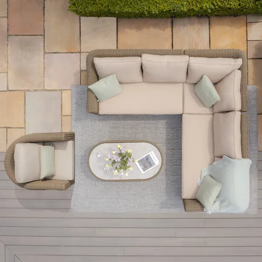 Maze - Winchester Small Rattan Corner Sofa Set
with Armchair - Ceramic Glass - Blythe Living