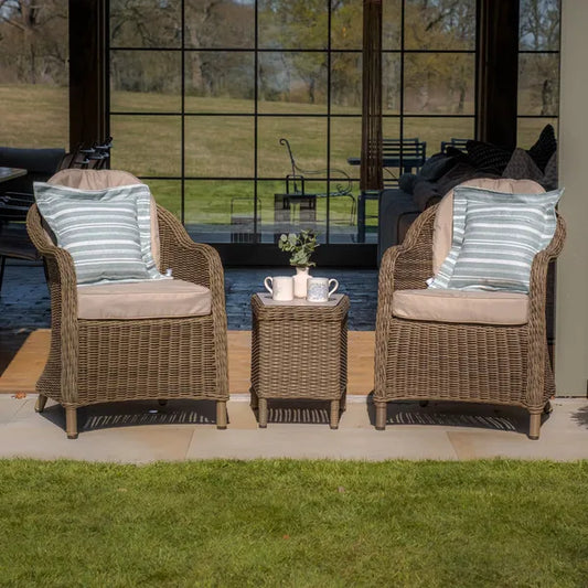 Maze - Winchester 3 Piece Rattan Bistro Set - Ceramic Glass - Blythe Living