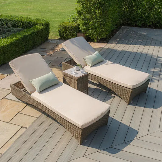 Maze - Winchester Rattan Sunlounger Set - Ceramic Glass - Blythe Living