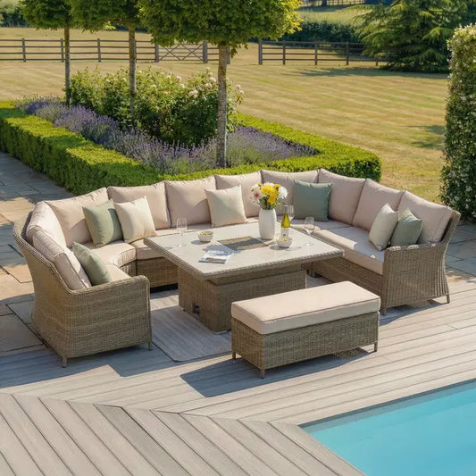 Maze - Winchester Royal U-Shaped Rattan Sofa Setwith Rising Table - Ceramic Glass - Blythe Living