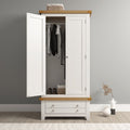 WINDSOR 2 DOOR 1 DRAWER WARDROBE - IVORY/OAK