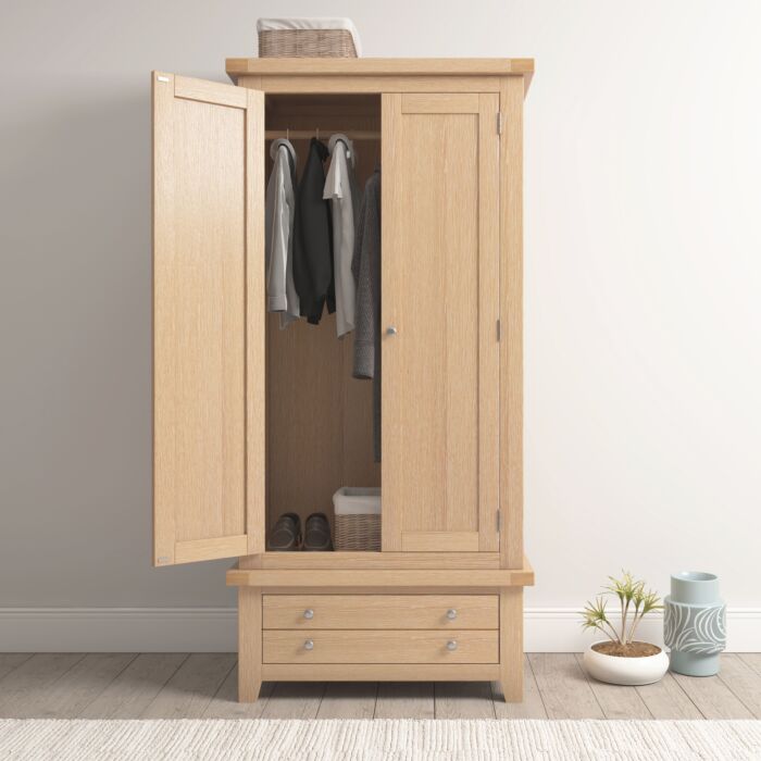 WINDSOR 2 DOOR 1 DRAWER WARDROBE - NATURAL OAK
