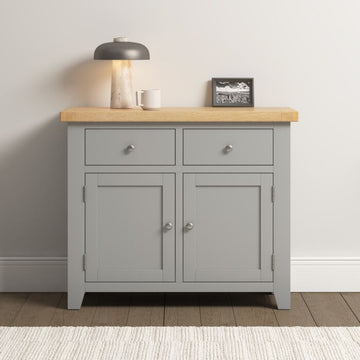 WINDSOR 2 DOOR 2 DRAWER SIDEBOARD - PEBBLE GREY/OAK