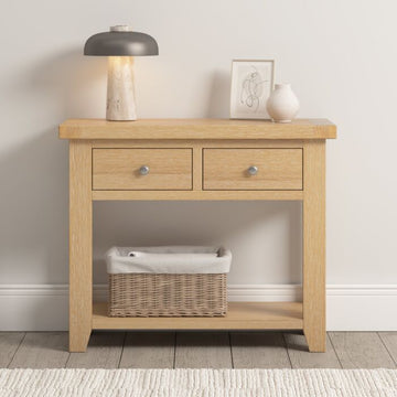 WINDSOR 2 DRAWER CONSOLE TABLE - NATURAL OAK