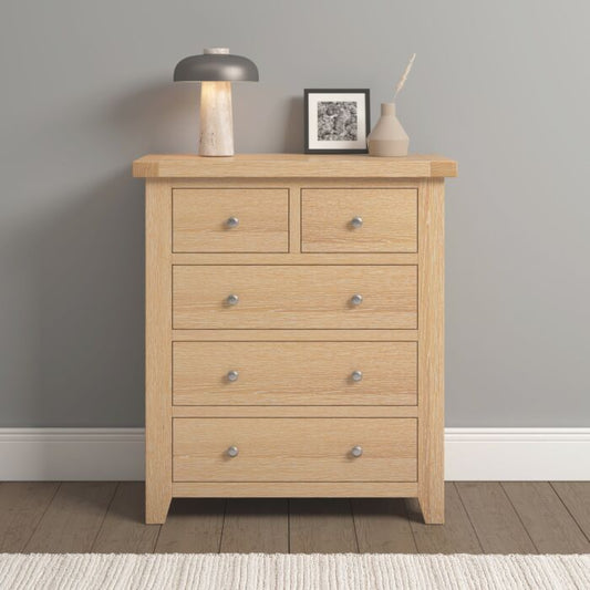 WINDSOR 3+2 DRAWER CHEST - NATURAL OAK