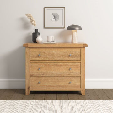 WINDSOR 3 DRAWER CHEST - NATURAL OAK