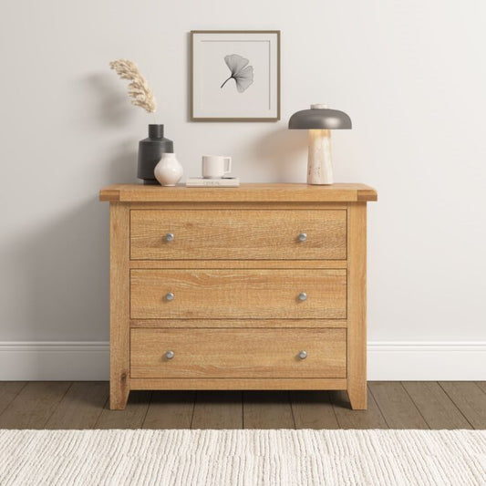 WINDSOR 3 DRAWER CHEST - NATURAL OAK