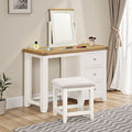 WINDSOR 3 DRAWER DRESSING TABLE - IVORY/OAK
