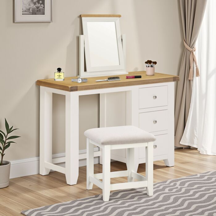 WINDSOR 3 DRAWER DRESSING TABLE - IVORY/OAK
