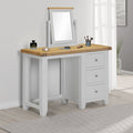 WINDSOR 3 DRAWER DRESSING TABLE AND MIRROR - IVORY/OAK